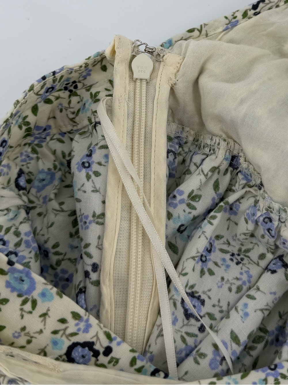 NWT Free People Petunia Mini Dress, Cream Blue Floral, Women's Medium - Picture 12 of 16